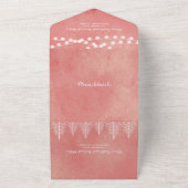 Bäume und Lichter rosa-pfirsichfarbene Winterhochz All In One Einladung (Außenbereich)