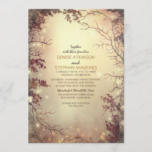 Bäume und Lichter rustikale Hochzeitseinladung Einladung