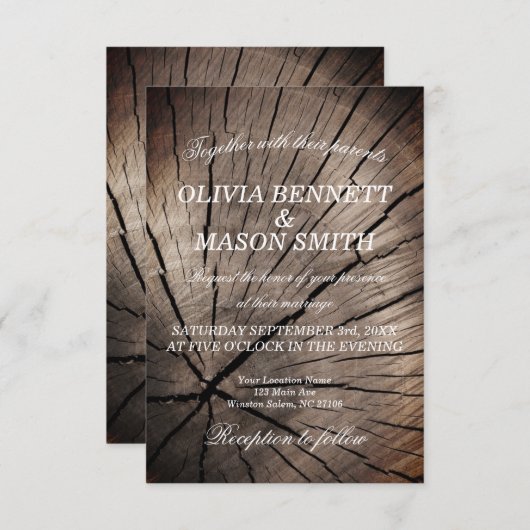 Bäume und Natur - Einladung zum Hochzeitsessen (Vorne/Hinten)