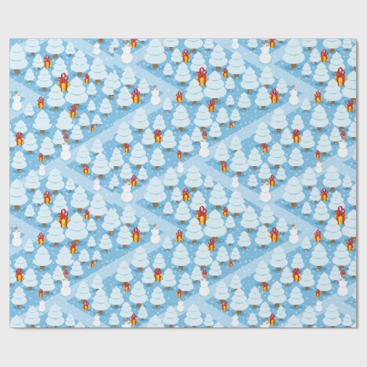 Bäume und Präsenzen Muster WeihnachtswrappingPaper Geschenkpapier (Flach)