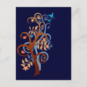 Bäume und Schmetterlinge Postkarte