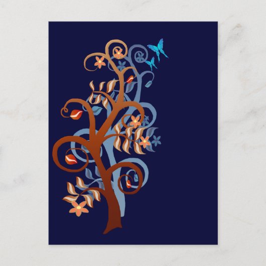 Bäume und Schmetterlinge Postkarte (Vorderseite)