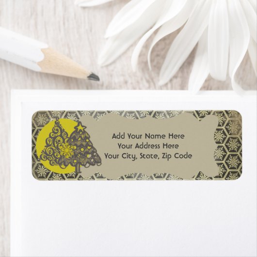 Bäume und Schneeflocken Rücksendeadressen-Aufklebe (Insitu)