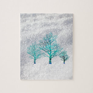 Bäume und Schneekristale Puzzle