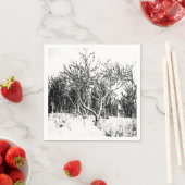 Bäume und Schneeszene, schwarz und weiß Serviette (Beispiel)