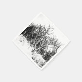 Bäume und Schneeszene, schwarz und weiß Serviette (Ecke)