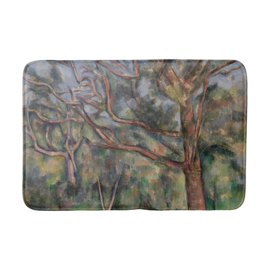 Bäume und Straße, postimpressionistische Landschaf Badematte (Vorderseite)