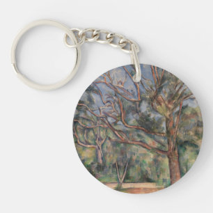 Bäume und Straße, postimpressionistische Landschaf Schlüsselanhänger