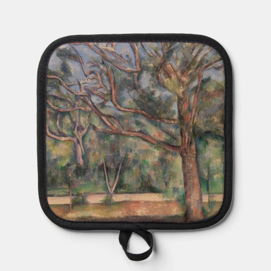Bäume und Straße, postimpressionistische Landschaf Topflappen (Vorderseite)
