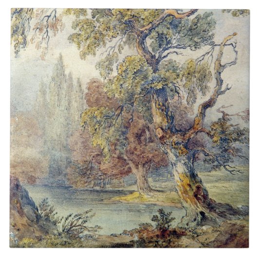 Bäume und Teich (von John Ruskin) Fliese (Vorderseite)