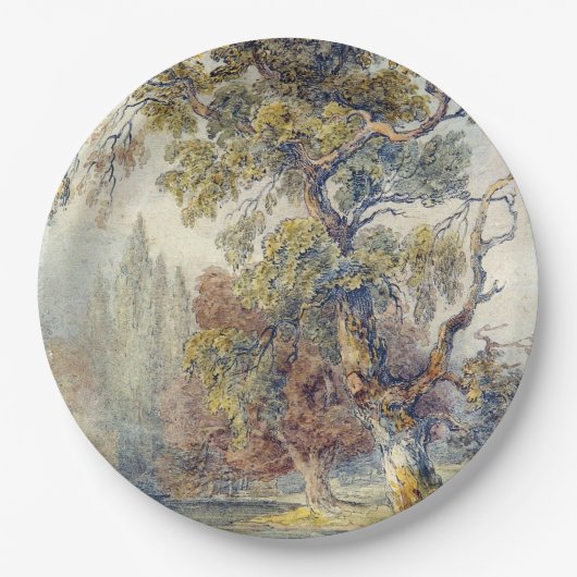 Bäume und Teich (von John Ruskin) Pappteller (Vorderseite)