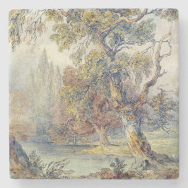 Bäume und Teich (von John Ruskin) Steinuntersetzer