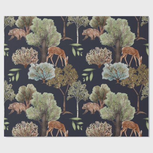 Bäume und Tiere Geschenkpapier (Flach)