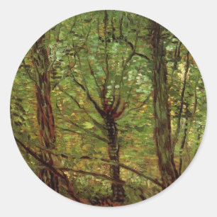 Bäume und Unterholz von Vincent van Gogh Runder Aufkleber