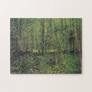 Bäume und Unterwuchs durch Van Gogh Gemälde Art Puzzle