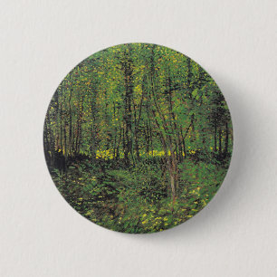Bäume und Unterwuchs von Van Gogh Button