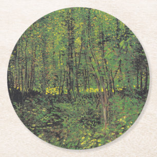 Bäume und Unterwuchs von Van Gogh Runder Pappuntersetzer