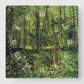 Bäume und Unterwuchs von Vincent van Gogh Quadratische Wanduhr (Vorderseite)