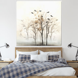 Bäume und Vögel Abstrakte Leinwand Wandkunst