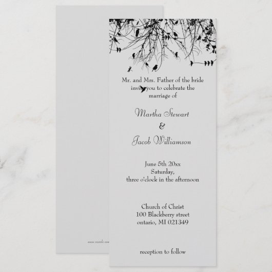 Bäume und Vögel Einladung (Vorne/Hinten)