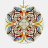 Bäume und Vogelfantasie Keramik Ornament (Hinten)