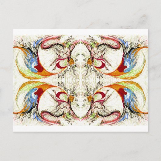 Bäume und Vogelfantasie Postkarte (Vorderseite)