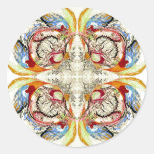 Bäume und Vogelfantasie Runder Aufkleber