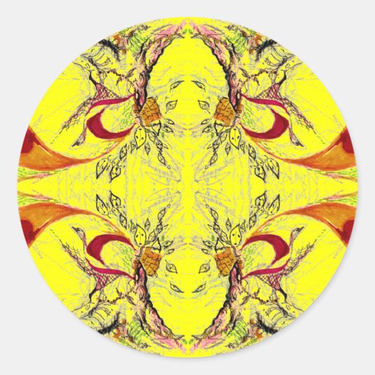 Bäume und Vogelfantasie Runder Aufkleber (Vorderseite)