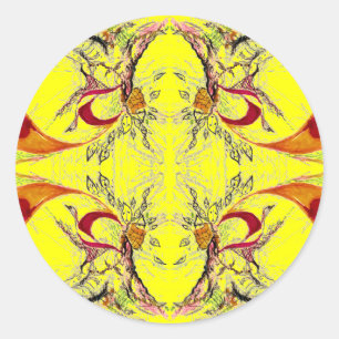 Bäume und Vogelfantasie Runder Aufkleber