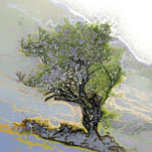 BÄUME VERSILBERTE KETTE<br><div class="desc">Ein hübsches Digitalöl eines einsamen Bergbaumes. Klicken Sie auf Anpassen. Besuchen Sie unseren Laden,  indem Sie auf die Wildnis klicken. Wales UK.</div>