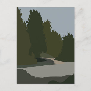 Bäume Wald Bach Natur Postkarte