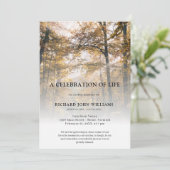 Bäume Wald Natur Feier des Lebens Beerdigung Einladung (Stehend Vorderseite)