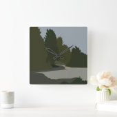 Bäume Wald Natur Quadratische Wanduhr (Zuhause)