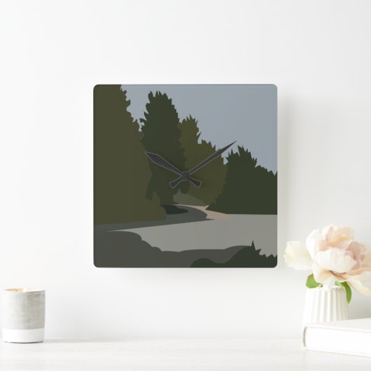 Bäume Wald Natur Quadratische Wanduhr (Zuhause)