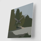 Bäume Wald Natur Quadratische Wanduhr (Winkel)