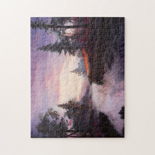 Bäume Wasserlandschaft Wolken bedecken Gras Puzzle (Vertikal)