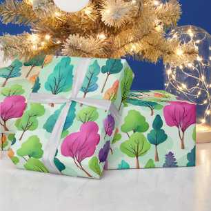 Bäume Watercolor Matte Wrapping Paper Geschenkpapier