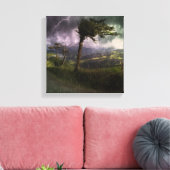 Bäume wehen während eines Donnerstürms im Wind Leinwanddruck (Insitu (Wohnzimmer))