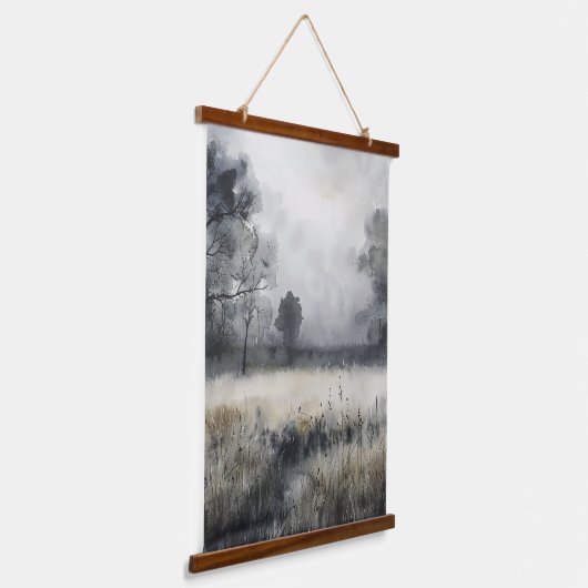 Bäume Wiese Landschaft mit geringem Lärmpegel Wandteppich Mit Holzrahmen (Gewinkelt)