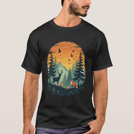 Bäume wild lebende Natur Vintager Wald T - Shirt (Vorderseite)