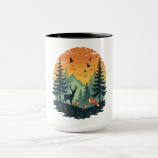 Bäume Wildlife Natur Vintage Wald T-Shirt Tasse