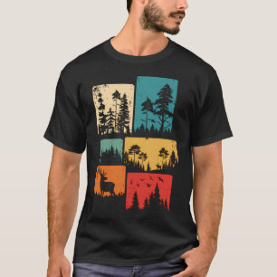 Bäume Wildtiere Natur Outdoor Vintage Wald T-Shirt