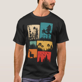 Bäume Wildtiere Natur Outdoor Vintage Wald T-Shirt