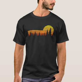 Bäume Wildtiere Natur Vintage Wald Sonnenuntergang T-Shirt