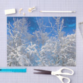 Bäume Winterschnee bedeckt Blaue Himmel Gemälde La Seidenpapier (Handwerk)