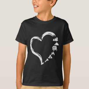 Bäume Wohnmobil Van Lagerfeuer Zelt Herz Süße Lieb T-Shirt