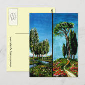 BÄUME, ZYPRESSE, MEDITERRANISCHER PIN IN DER Toska Postkarte (Vorne/Hinten)