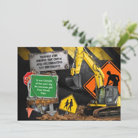 Baumeister Dankeschön Karte (Stehend Vorderseite)