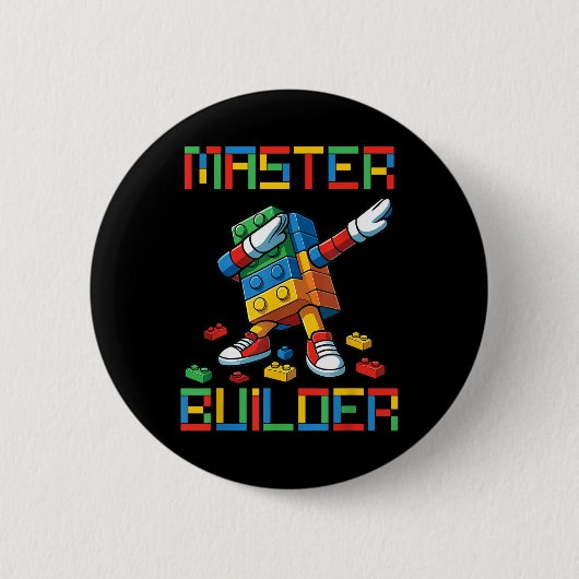 Baumeister-Tee-Dabbing-Blöcke-Bricks-Gebäude  Button (Vorderseite)
