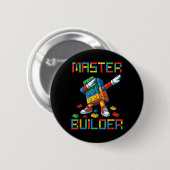 Baumeister-Tee-Dabbing-Blöcke-Bricks-Gebäude  Button (Vorne & Hinten)